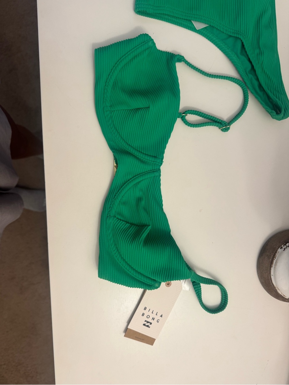 Billabong Green Ribbed Women's Bikini Bottom - Picture 2 of 4